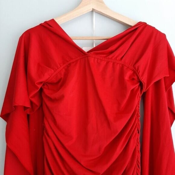QED LONDON Multi Way Ruched Mini Dress Red Sz S - Picture 9 of 14